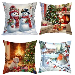 Santa Claus Christmas Cushion Cover Merry Christmas Decor for Home 2025 Cristmas Ornaments Navidad Xmas Gifts New Year 2026