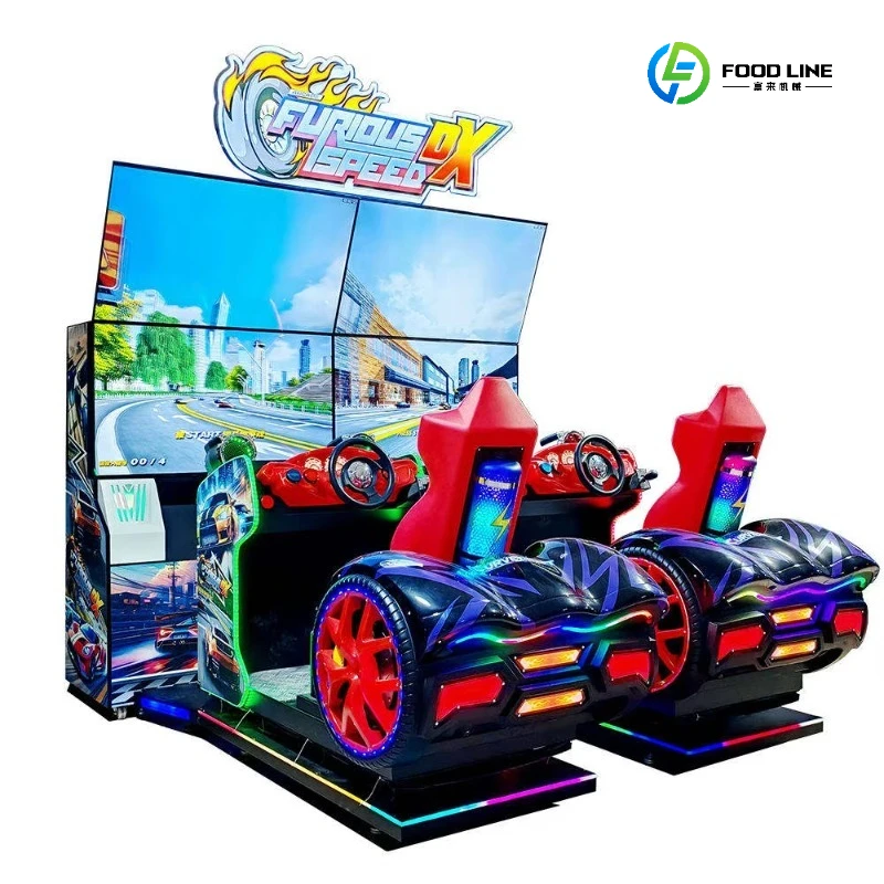 English Language Racing Car Simulator Game Machine Dynamic Four Screen Coin Operated Arcade Entertainment  Customized