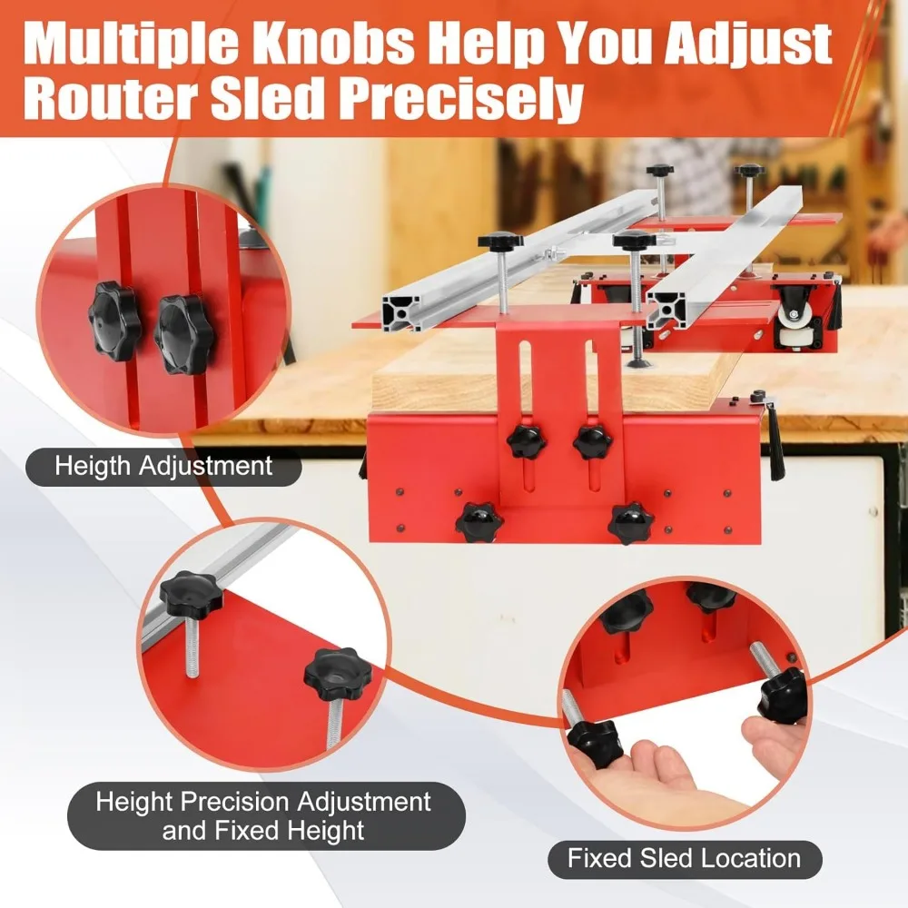 Router Sled, แบบพกพาและง่ายต่อการปรับ Slab Flattening Jig, Router Sled, ตัดเครื่องไสสําหรับไม้แบน