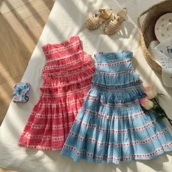 Girls Casual Dresses Cherry Print Sweet Girl Dress Sleeveless Sundress Cake Dress for Kids Clothes for Girls 2 To 7 Years