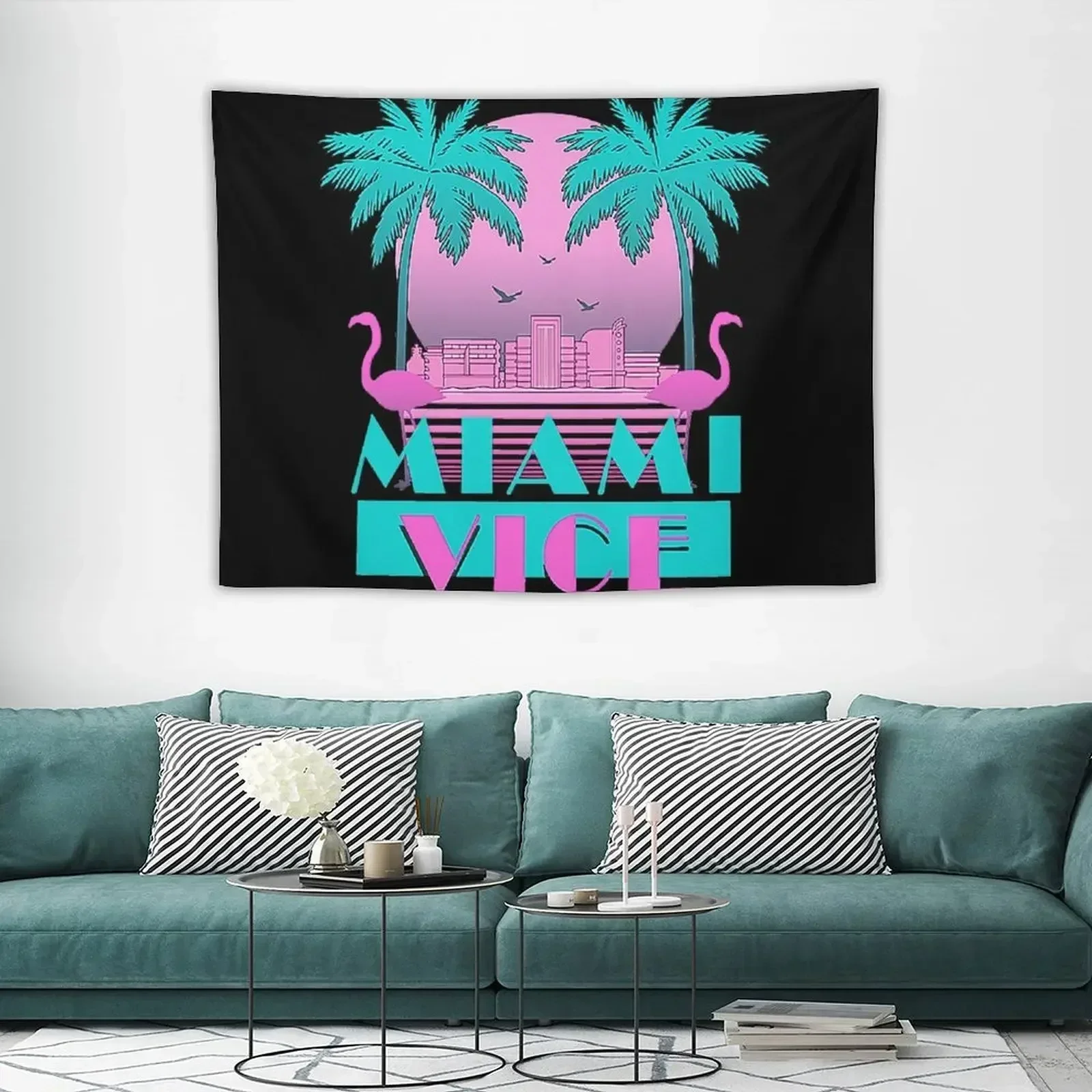 

Miami Vice - Retro 80s Design Tapestry Wall Decoration Items Bedroom Decoration Wallpaper Bedroom Tapestry