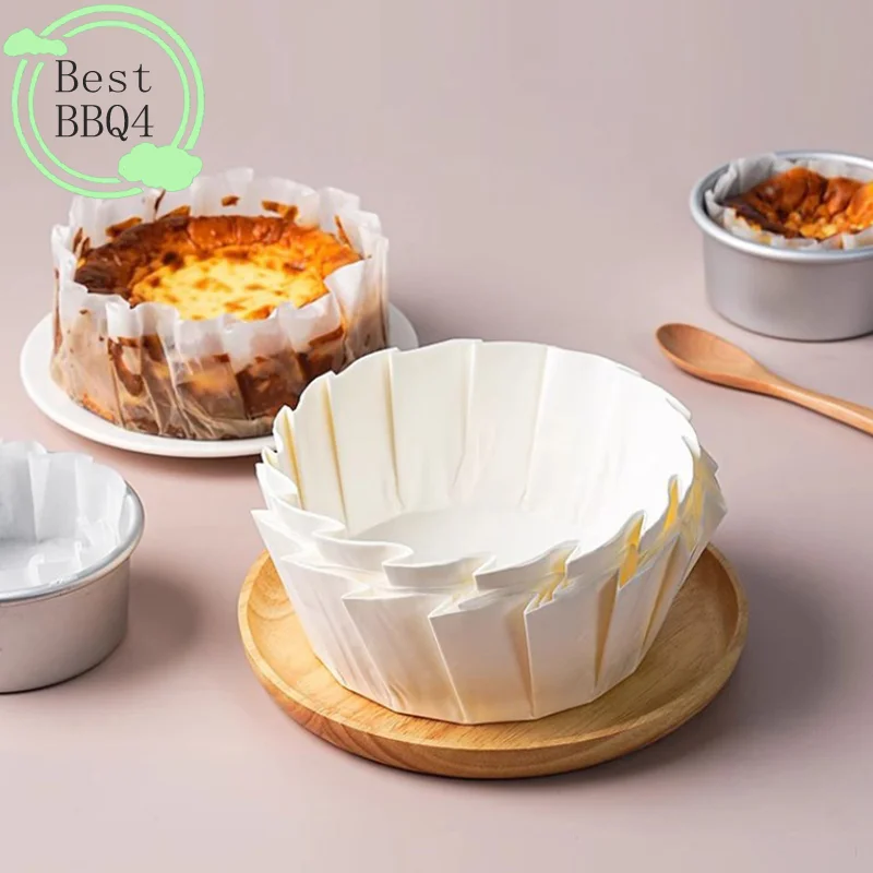 BBQ4 Basque Cheesecake Oil Paper Tray Foldable Cake Mold Disposable Release Mousse Cake Paper Baking Oil Proof Edge Paper
