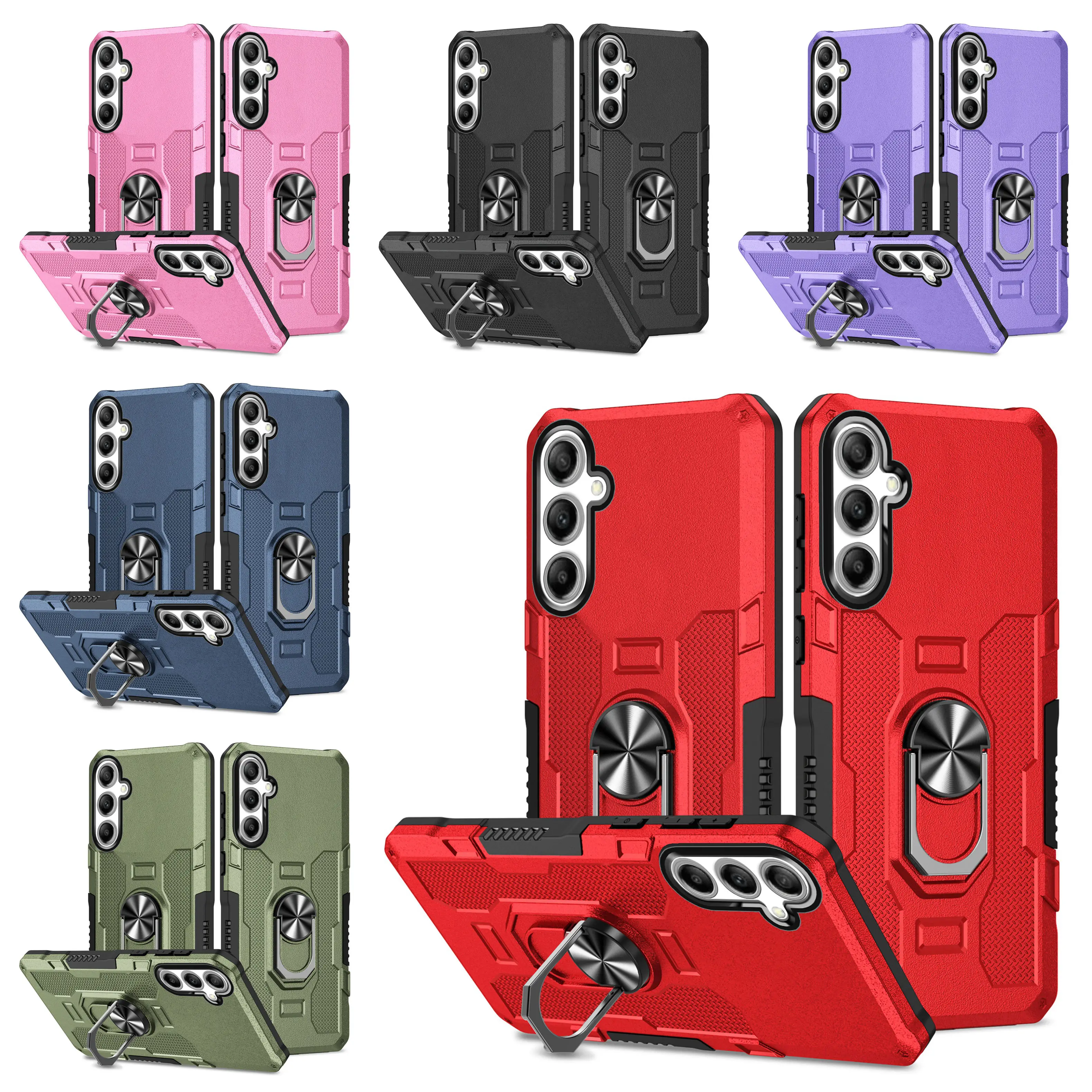 Magnetic Armor Case for Samsung Galaxy S25 S24 S23 S22 S21 S20 Ultra Plus FE Ring Holder Stand Phone Cover Protection Shockproof
