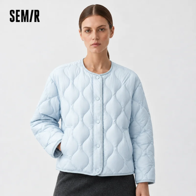 Semir Women Down Jacket Water Repellent Lightweight Build 90 Percent Down Fill Crew Neck Loose Fit 2026 Winter Clean Design