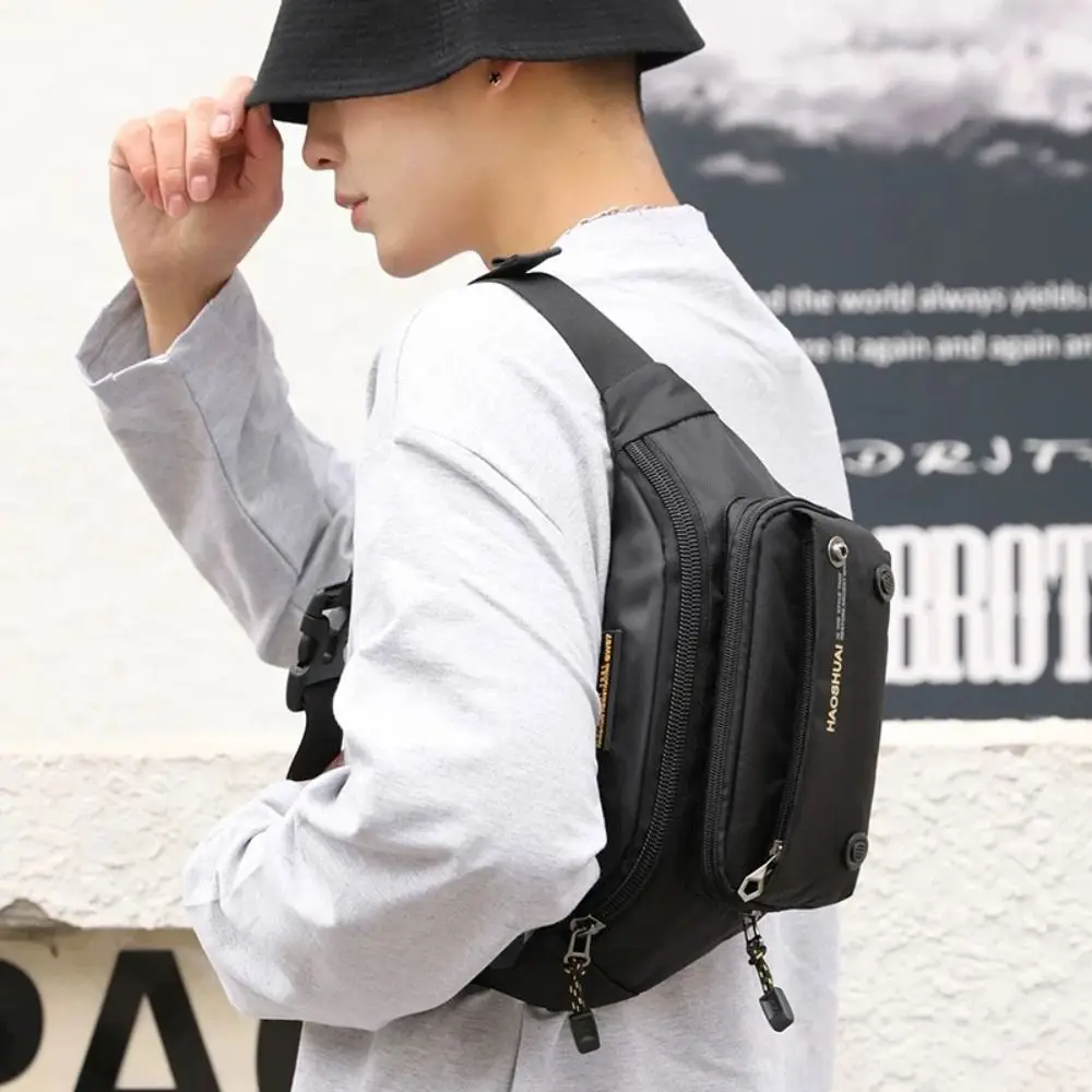 

Универсальная нейлоновая мужская поясная сумка, многофункциональная спортивная поясная сумка большой вместимости, нагрудная сумка с регулируемым ремнем и несколькими карманами для восхождения