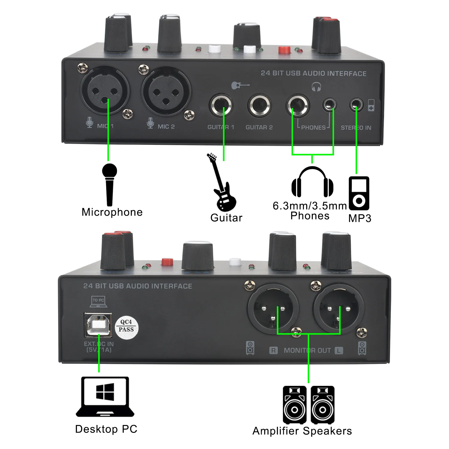 フリーボス-外部ループバックサウンドカード,5チャンネル,24ビット,48KHz,ドライバーなし,Seaso4all,pcレコーディング,Windows用オーディオインターフェース