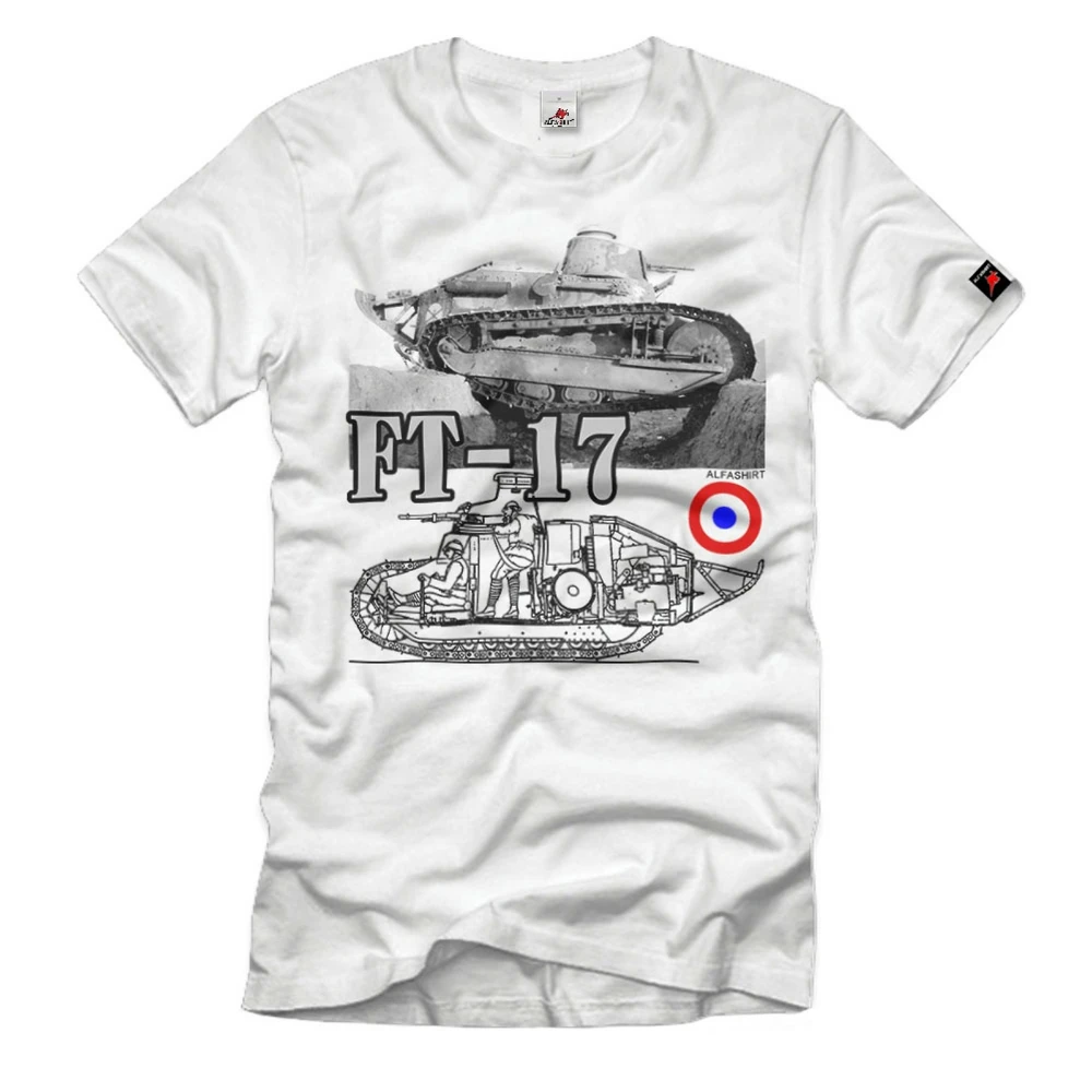 

FT-17 Tank French Tank Tower Rodolphe Ernst-Metz Maier pattern - 100% cotton summer short sleeve O-neck printed Men's T-shirt.