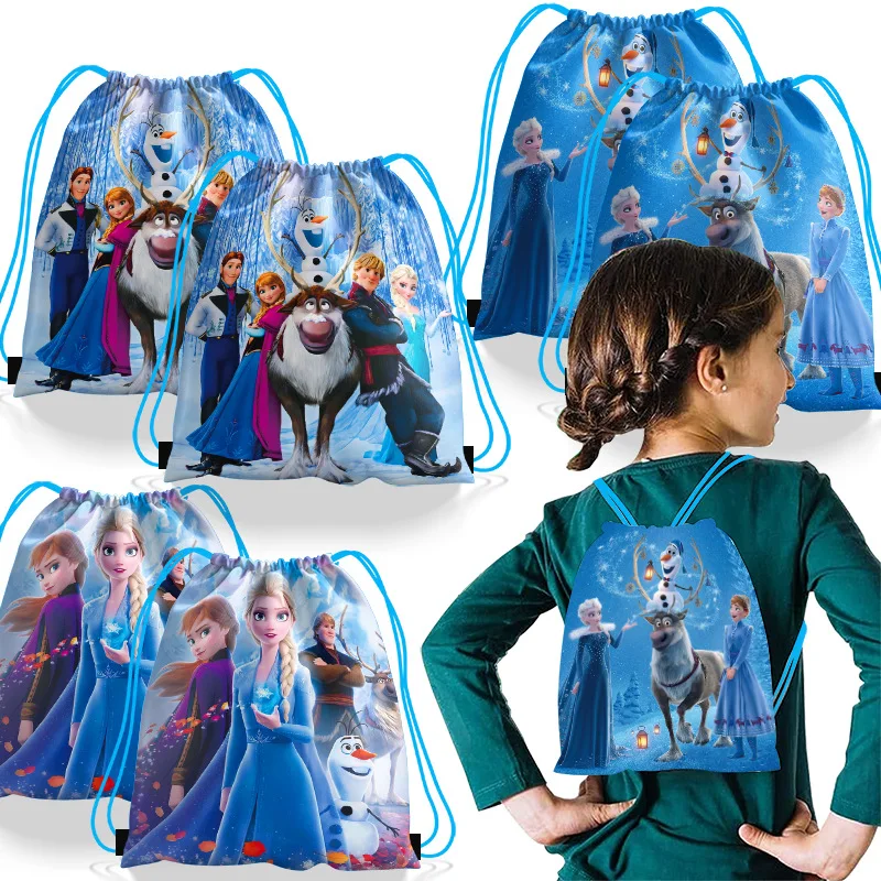 Disney Frozen Drawstring Bag Backpack Elsa Anna Birthday Party Gifts Non-woven Party Decorations Bag Baby Shower Supplies Gifts