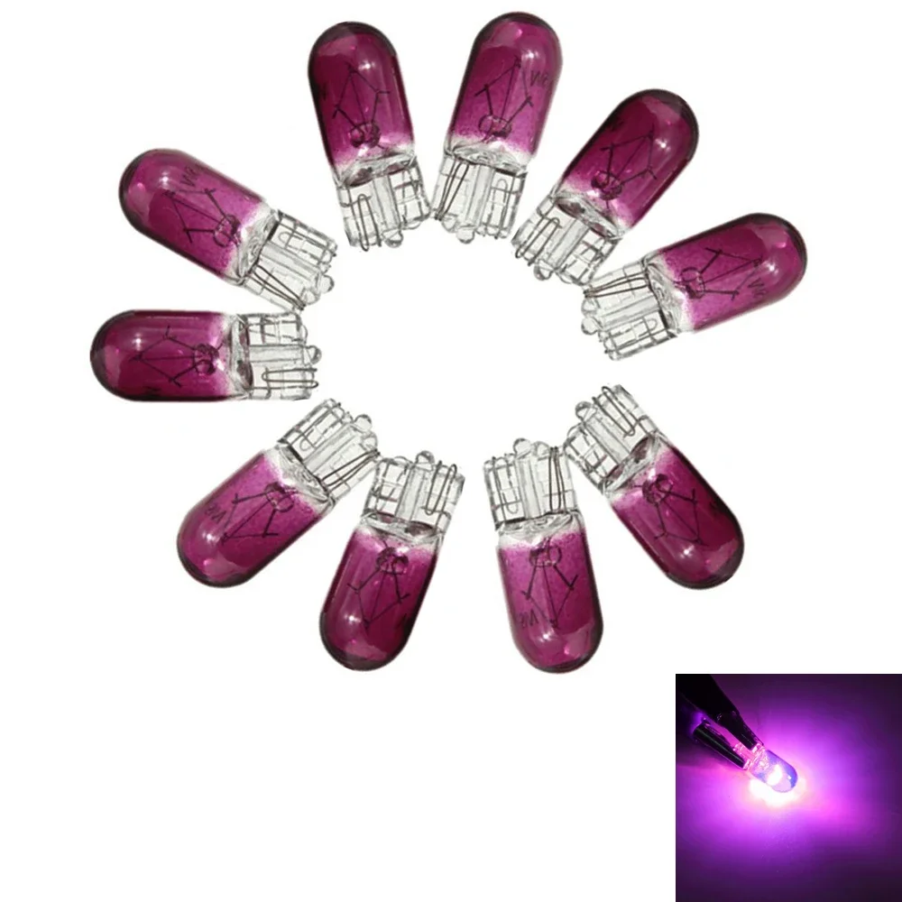 10Pcs Purple T10 501 W5W 3W Cars Auto Vehicle Truck SUV Dashboard Dash Panel Gauge Light Bulbs Interior Accessories Universal