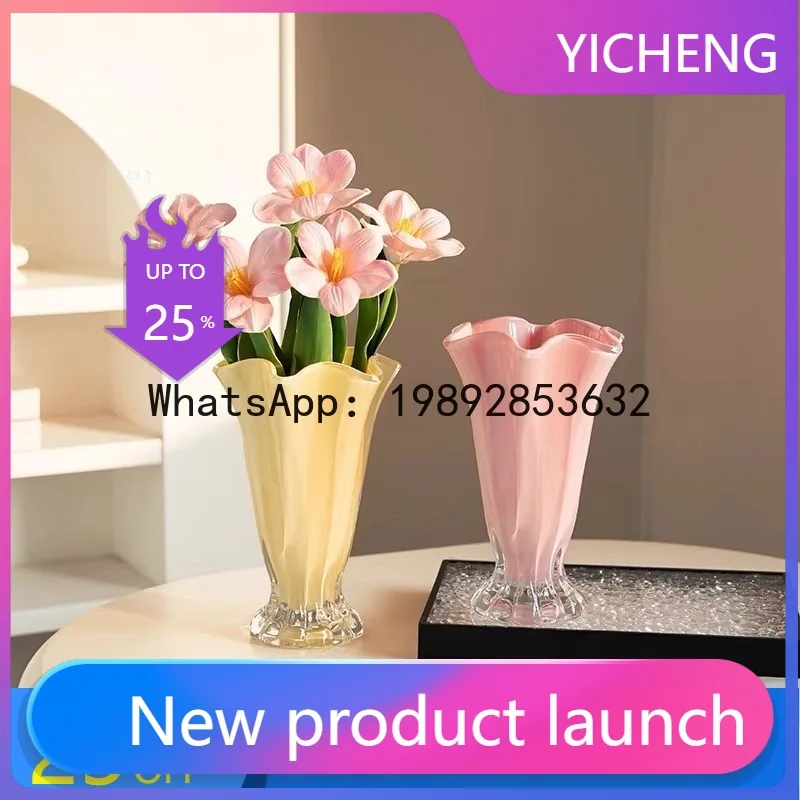 

Z2-28 Modern Minimalist Glass Vase Light Luxury High-end Petal Decorative Flower Container Living Room Fresh Flower Arrangement