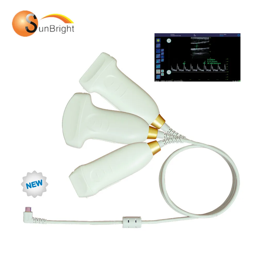 USB linear probe ultrasound portable cardiac diagnostic machine PW doppler probe