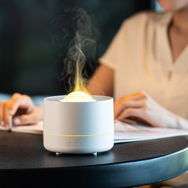RGB Water Wave Projection Diffuser Simulated Flame Effect Humidifier Auto Shut‑Off Essential Oil Lamp Thoughtful Gift for Friend