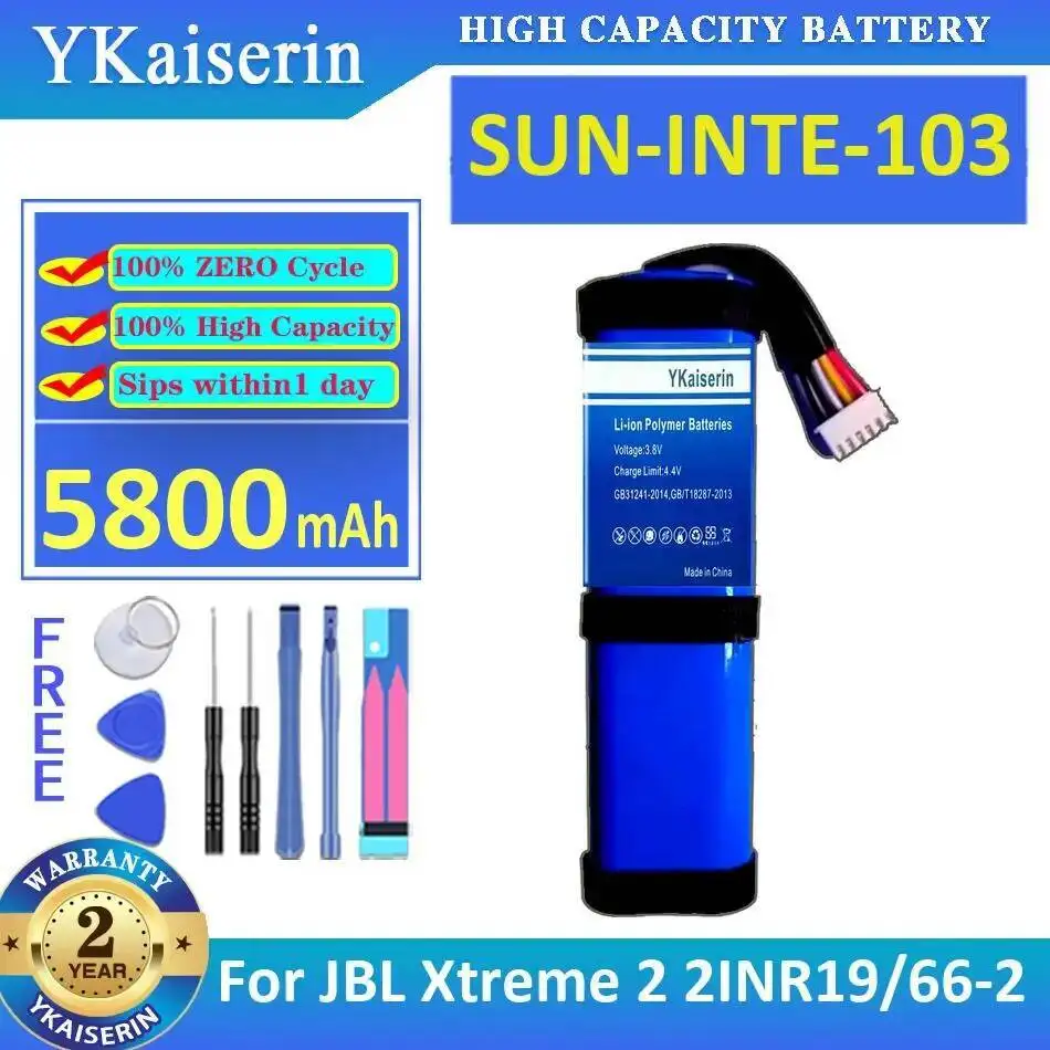 

Stable Speaker Battery 5800Mah Sun-Inte-103 Fast Charging For Jbl Xtreme 2 2INR19 66-2