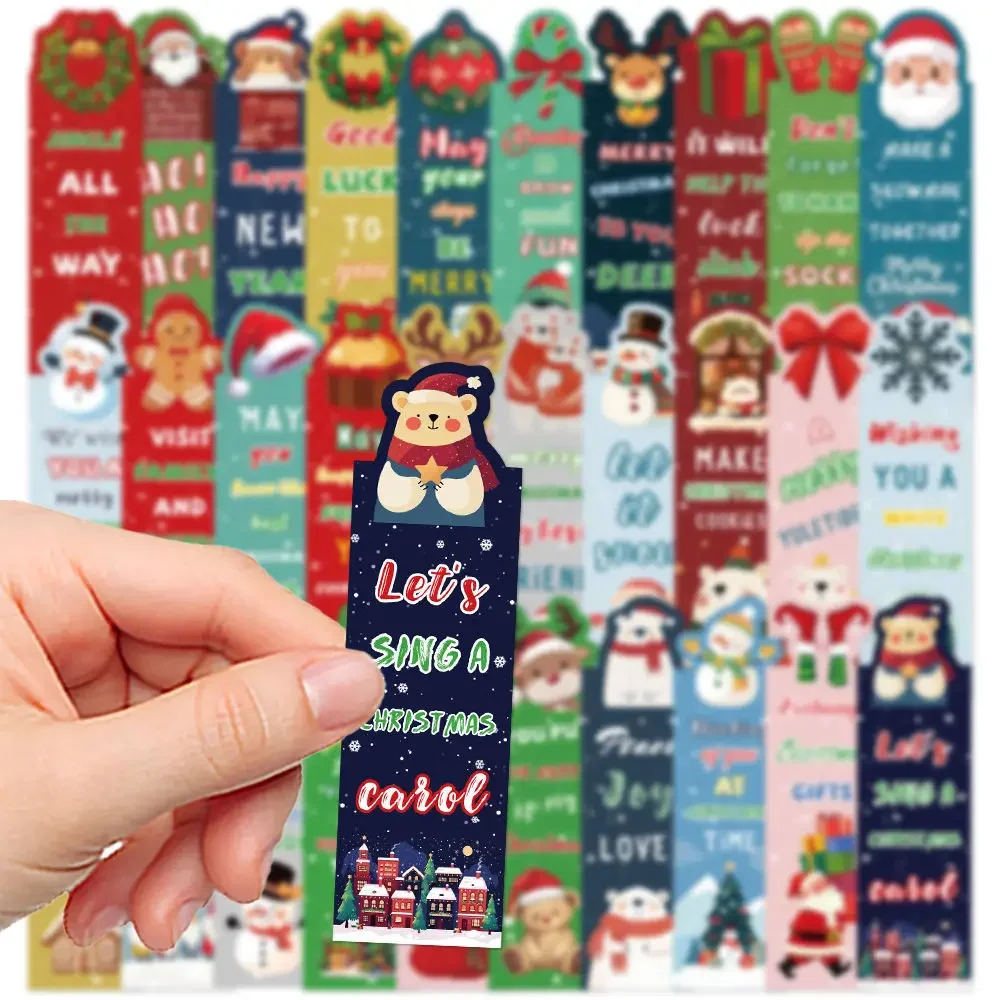 30PCS Christmas Bookmark Cartoon Decoration Reading Books Page Marking Students DIY Creative Gifts Page Marking Bookmarks