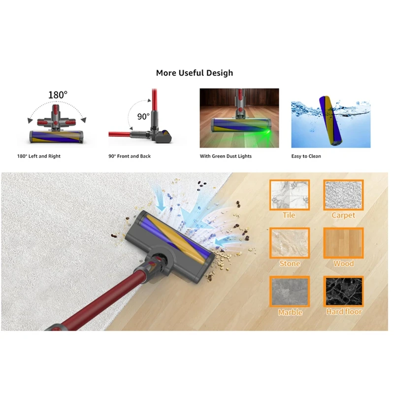 Замена головки роликовой щетки для пылесоса Dyson V7 V8 V10 V11 V15 с насадками для пола с зеленым лазерным светом