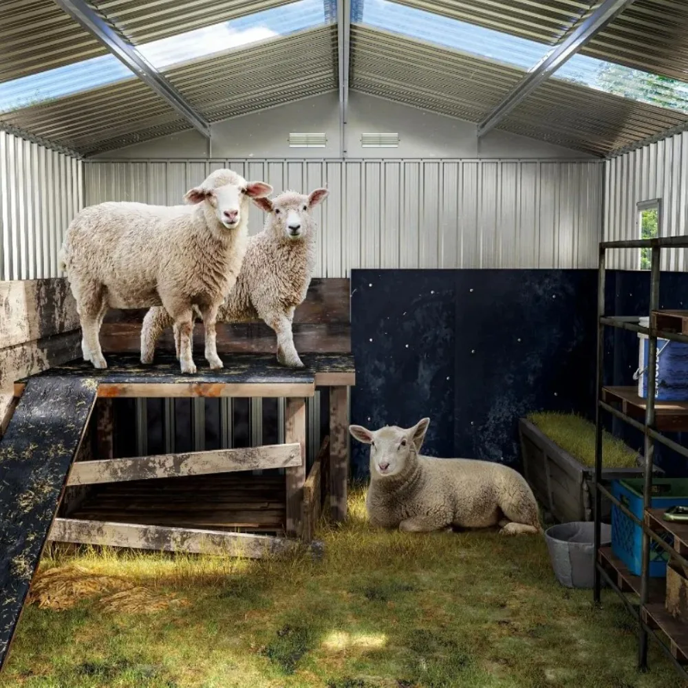 سقيفة تخزين فولاذية خارجية مقاس 10 × 12 × 7.5 قدم مع أبواب قابلة للقفل، ونفذين، وألواح سقف شفافة (ألواح خشبية وأرضية إطارية ليس I #2