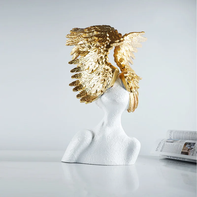 LMM modern creative art wing portrait sculpture living room home decoration