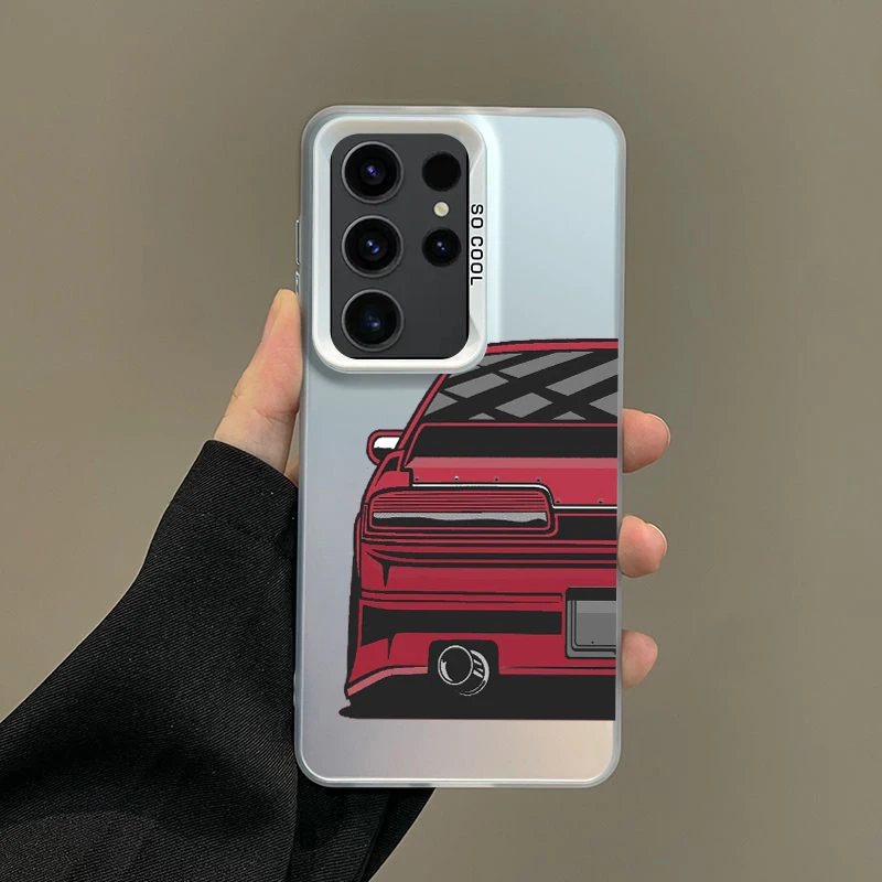 Phone Case For Samsung A56 A36 A26 A24 A16 A14 A12 A32 A50 A70 A22 A30 A34 A54 A52 5G A06 4G Silver IMD Cover JDM Sports Cars