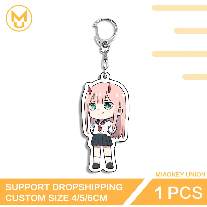 Lovely Waifu Zero Two Creative Interesting High Quality Double Sided Acrylic Key Chains Cosplay Versatile Fashion Jewelry