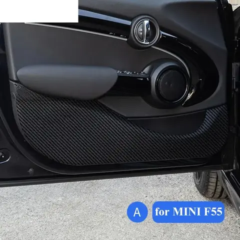 BMW 미니 쿠퍼 F54 F55 F56 F57 F60 R56 R60 차량 도어 발차기 방지 매트 가죽 카본 파이버 스티커 인테리어 액세서리