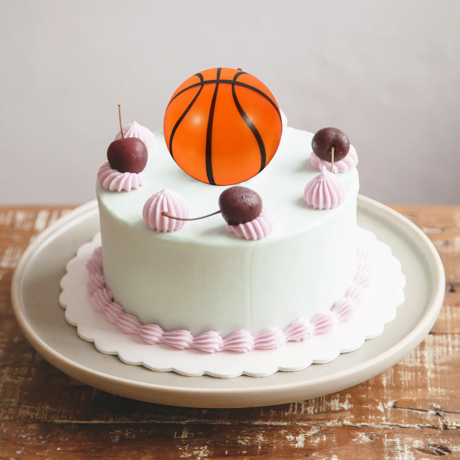 

12 Pcs Basketball Cake Decorations Lightweight Safe Cute PU Cupcake Toppers Perfect for Boys Birthday Sports Theme Parties