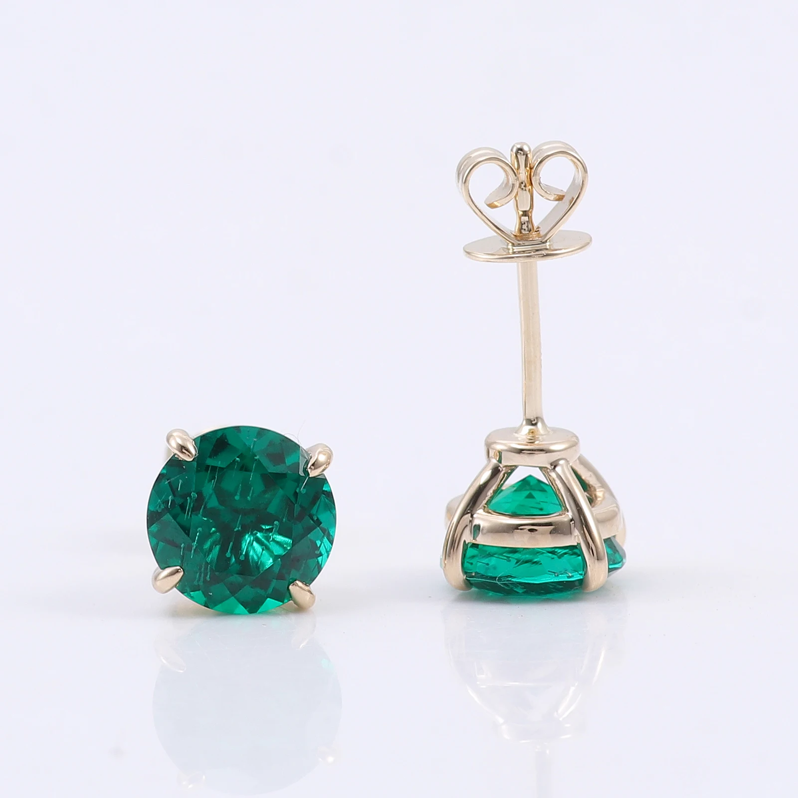 Provence Jewelry 10K Yellow Gold Emerald Zambia Earring With Round Cut For Women Party Jewelry Birthday Anniversary Gift