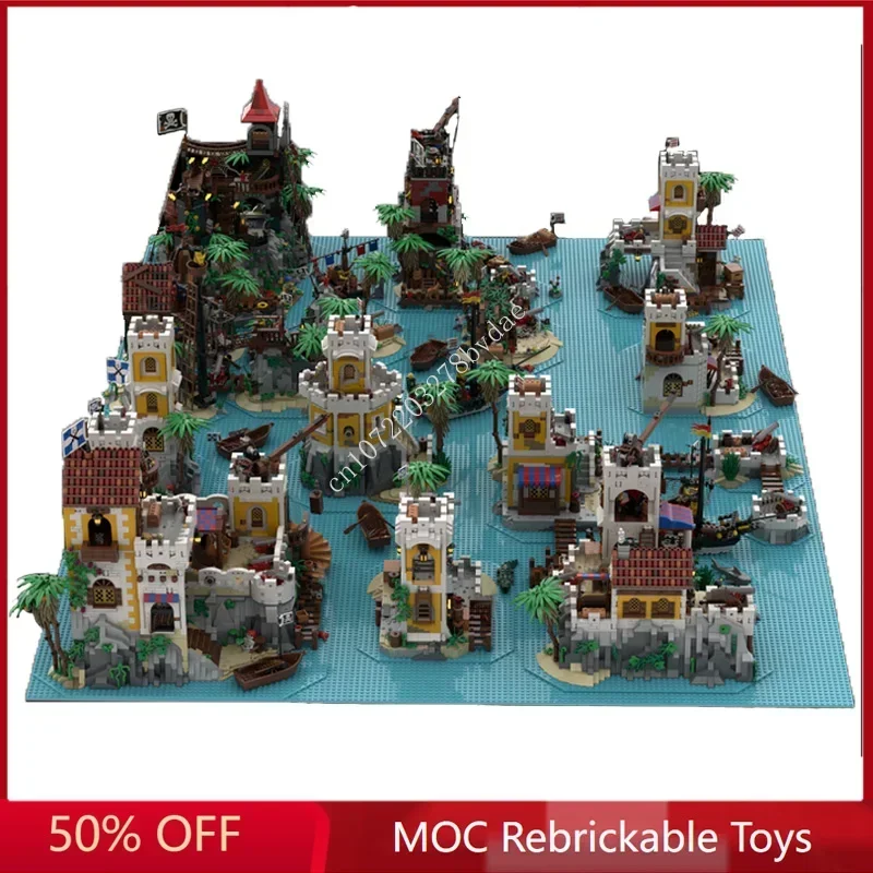 Décennie s de Construction du Château d'Eau Bordée, Modèle MOC, UlOscar Pirates World View, Idées Créatives DIY, Jouet Rétro, Cadeaux d'Anniversaire, 21620PCs