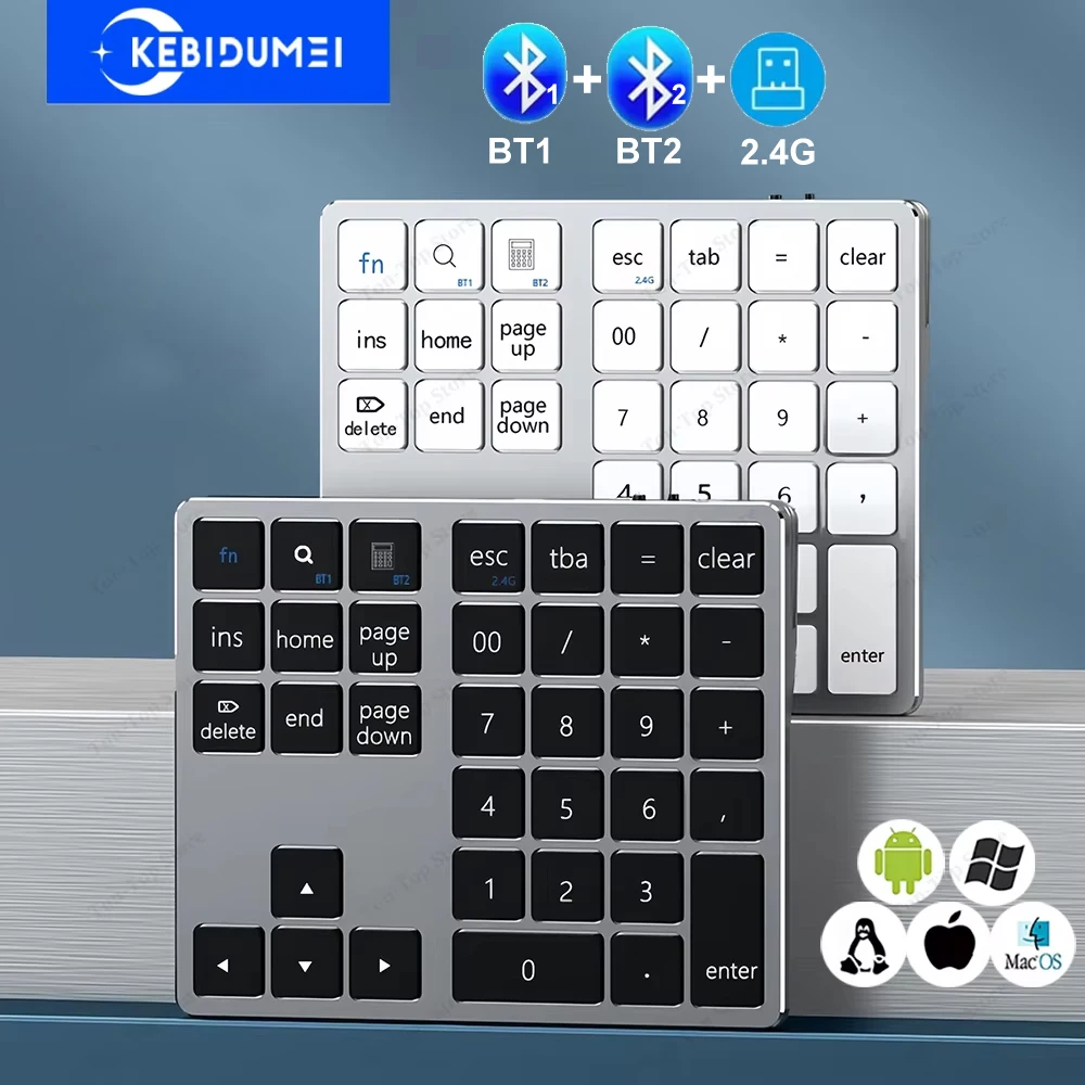 

Двойная цифровая клавиатура Bluetooth, двухрежимная беспроводная клавиатура Bluetooth + 2,4G, цифровая клавиатура K35, аккумулятор 300 мАч, перезаряжаемая цифровая клавиатура