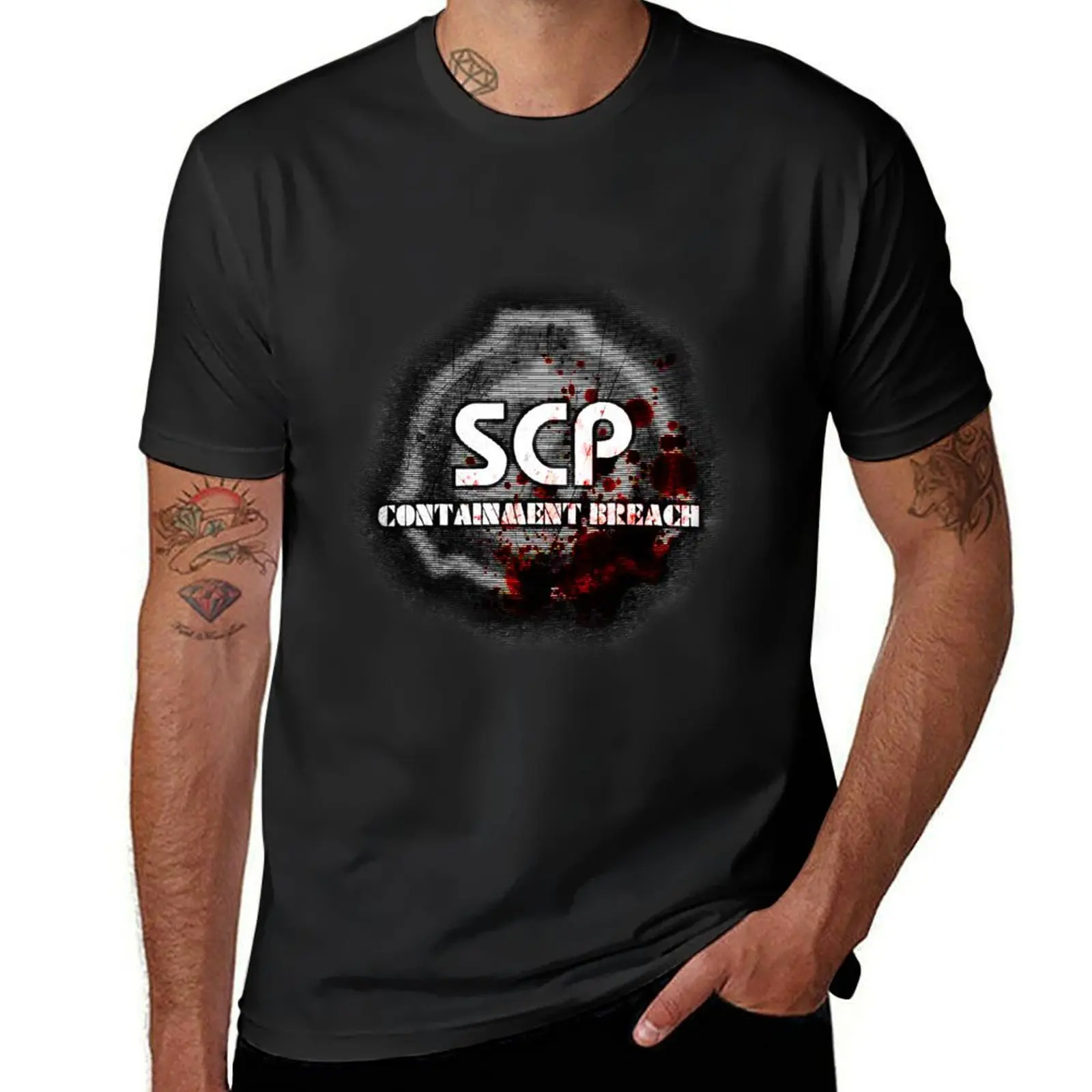 SCP Containment Breach Logo T-Shirt oversized sports fans plain white t shirts men