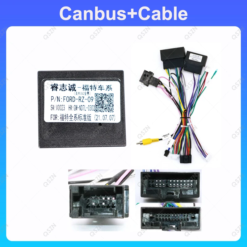 Car 16 pin Audio Wiring Harness With Canbus Box For Ford Fiesta Ecosport Focus Edge RANGER Mondeo Taurus Kuga Transit Figo