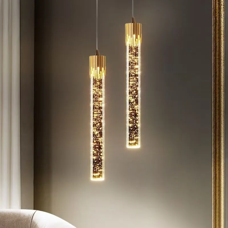 Crystal chandelier creative personality bedroom bedside ring chandelier minimalist restaurant bar atmosphere lighting