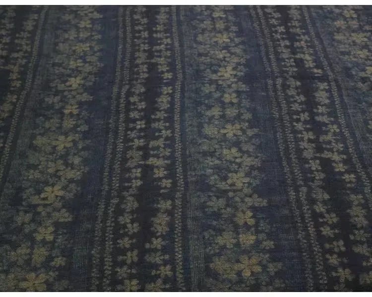 

1yard Retro flower printing tela Designer cheongsam clothing fabric Double layer thick linen cotton fabric for material