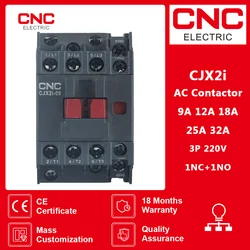 Contattore ca CNC CJX2i 3P 220V 50/60Hz 1NC + 1NO su guida Din modulare per uso domestico 9A/12A/18A/25A/32A