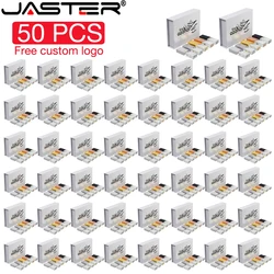 JASTER 50PCS LOT Crystal USB 2.0 Flash Drives 128GB High Speed Pen Drive 64GB Free Logo Memory Stick Creative Gift 32GB U Disk