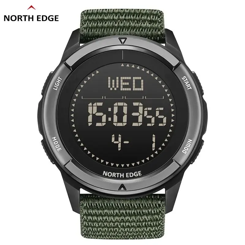  NORTH EDGE ALPS 1Men's Digital Carbon fiber Watch Shock Militray Sports Super Light Outdoor Compass Waterproof 50M Wristwatches 