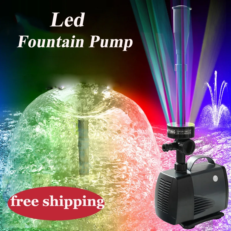 Garden fountain pump 40W 2000L/h fish pond pump 2018 new LED fountain pump for garden decoration colorful led light pump