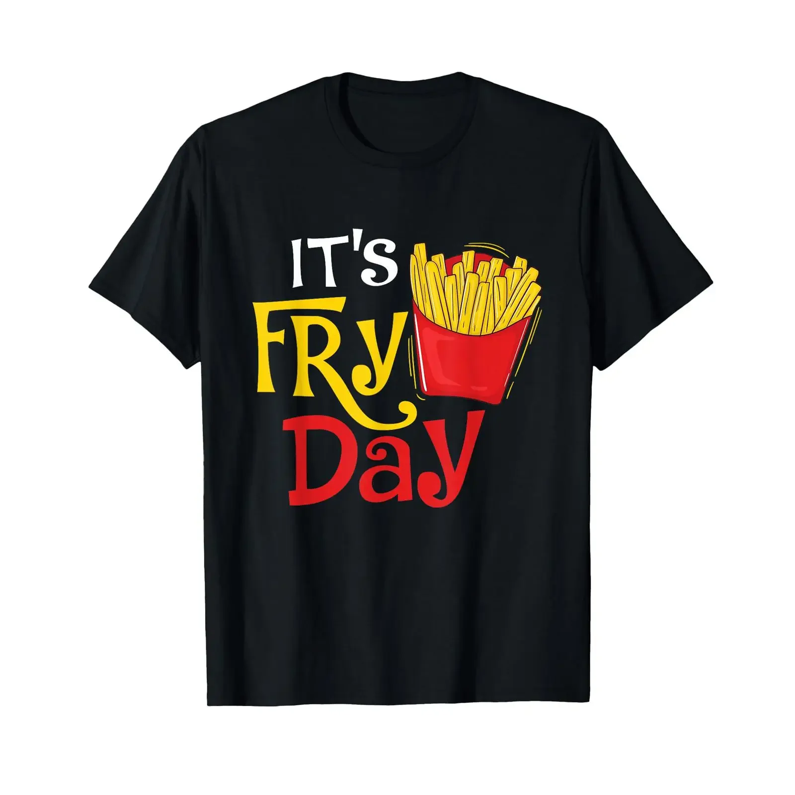 It's Fry Day French Fries Lover Fast Food Eater T Shirt Small Black vintage Washed Slightly Unisex Top For Everyday Wear Soft