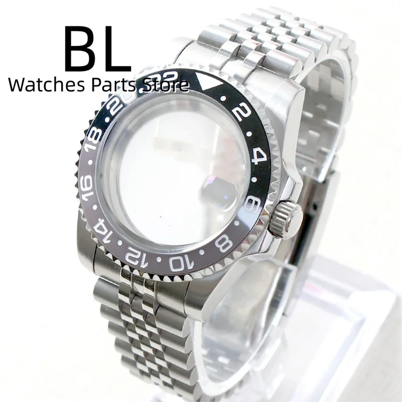 BLIGER 40mm Watch Case With Black Gray Ceramic Insert Roated Sapphire Crystal Fit NH35A NH34 ETA 2824 PT5000 Movement Waterproof