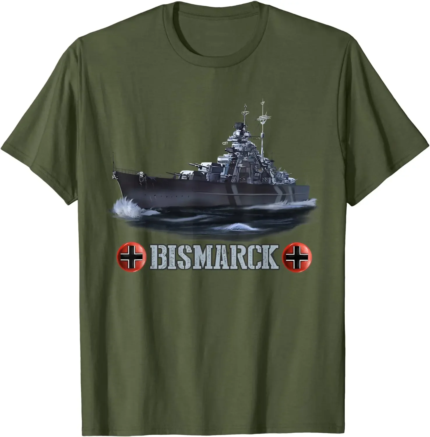 Premium Cotton Short Sleeve O-Neck Mens T Shirt New S-5xl  German Naval Bismarck Battleship T-Shirt clothing  harajuku funny