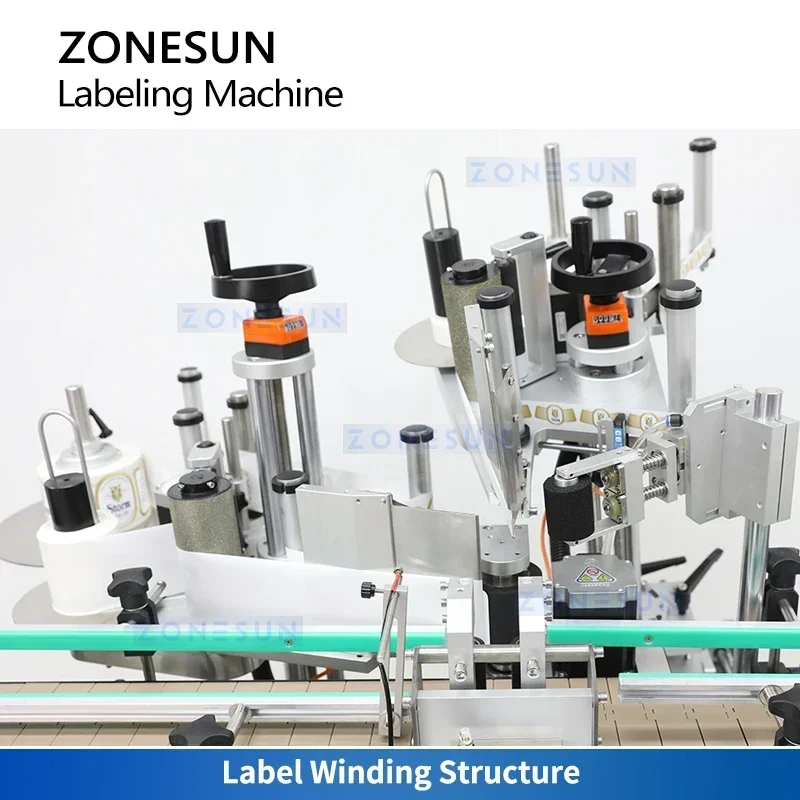 ZONESUN ZS-TB822R Automatic Bottle Neck and Body Labeling Machine Wrap Around Label Applicator Equipment