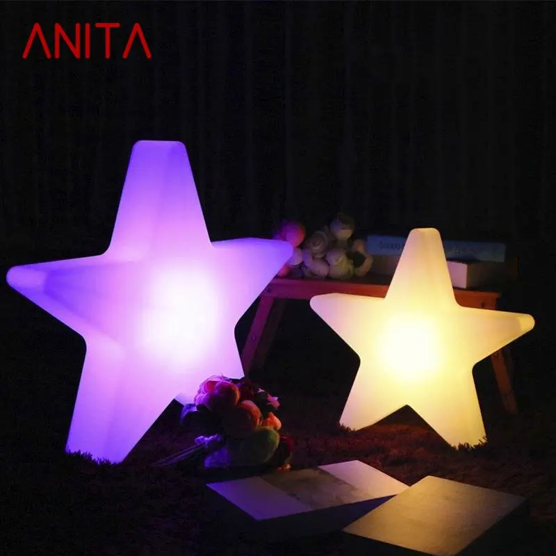 

ANITA Modern Solar White Landscape Lamp Creative Stars Pattern Waterproof IP65 Decor Led 16 Colors Atmosphere Night Light