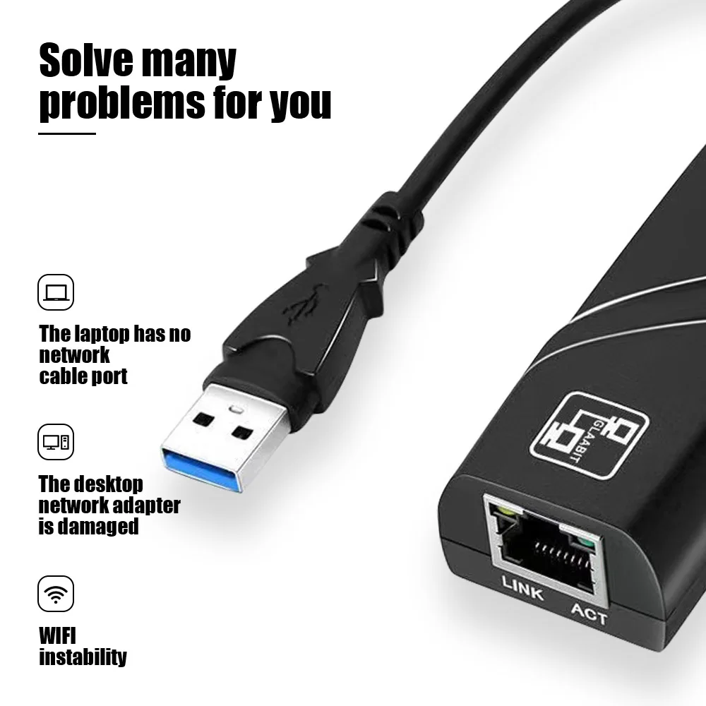 USB3.0 2.0 100/1000Mbps Wired USB & Type C To Rj45 Lan Ethernet Adapter Network Card For Macbook Windows 10 Laptop Plug and Play