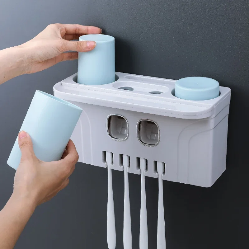 Toothbrush Holder Without Drilling and Gargling Brushing Cup Hanging Wall Type Toilet Suction Wall Hanging Toothpaste Organizer