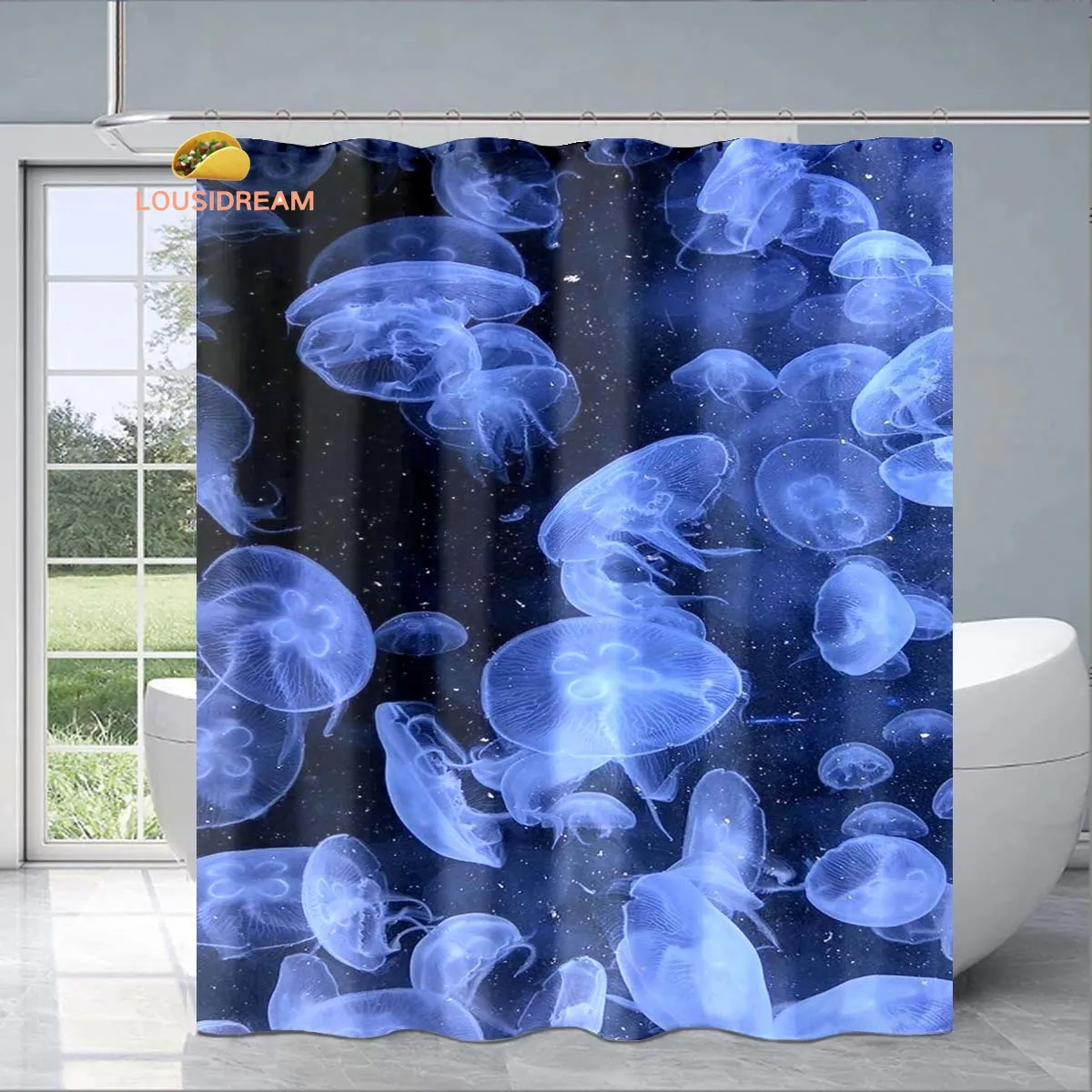 

Sea Life Cute Jellyfish Exquisite Shower Curtain Fashionable Decorative Gift Adult Children's Bathroom Waterproof Mildew-proof