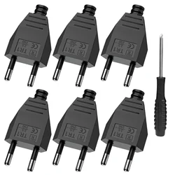 4/6/8pcs EU Plug Adapter, Replaceable Wiring Male Plug Connector 110-250V Schuko Power Cord Wired Power Socket with Screwdriver
