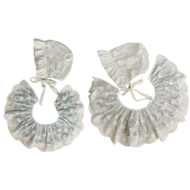 帽子幼児夏の太陽の帽子と摂食よだれかけ少女ソフトレースアップ帽子よだれエプロンボンネットキャップベビー太陽の帽子 W3JF