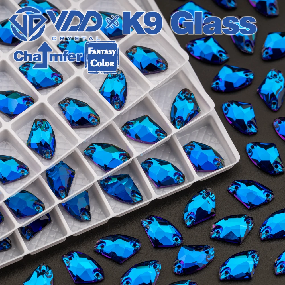 VDD Galactic 9x14mm 36Pcs Bermuda Blue Top Quality K9 Glass Sew On Rhinestones Sewing Crystal Flatback For Garment Accessories