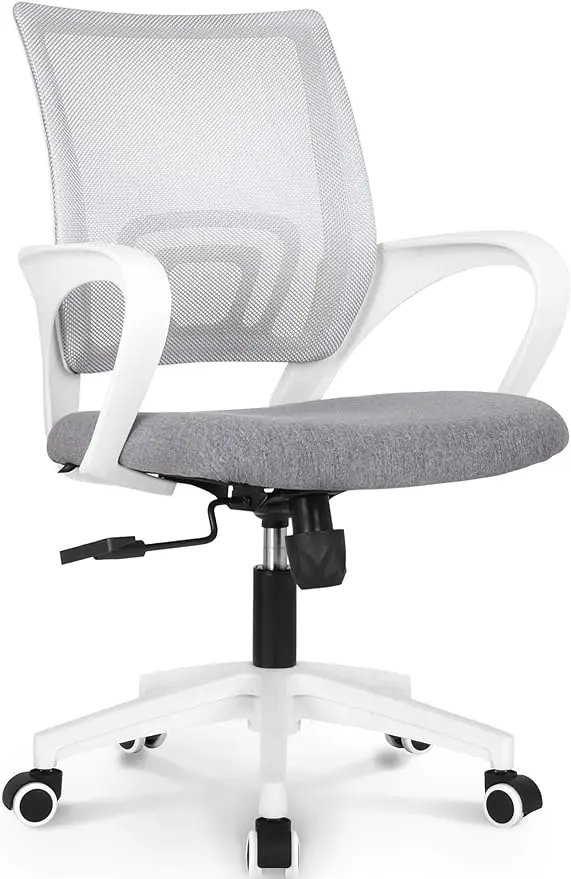 Office Computer Desk Chair Gaming-Ergonomic Mid Back Cushion Lumbar Support with Wheels Comfortable Blue Mesh Racing S