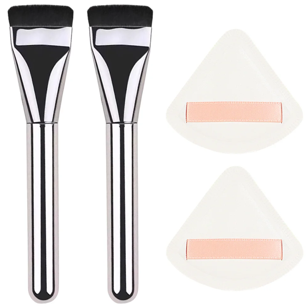 3/4 stücke Foundation Pinsel Set Kontur Pinsel Edelstahl Make-Up-Palette Mit Puderquaste Spachtel Werkzeug Für Frauen make-up-Tools