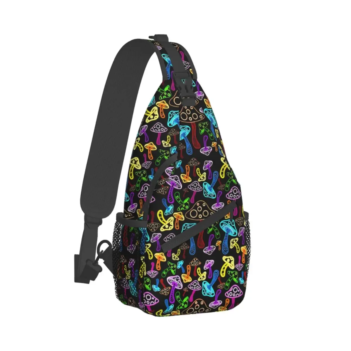 

Neon Shrooms Crossbody Chest Bags Mushroom Pockets Travel Pack Messenger Sports Teens Shoulder Bag Unisex